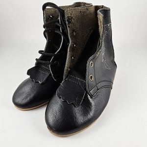 Black Leather Toddler Lace up Boots